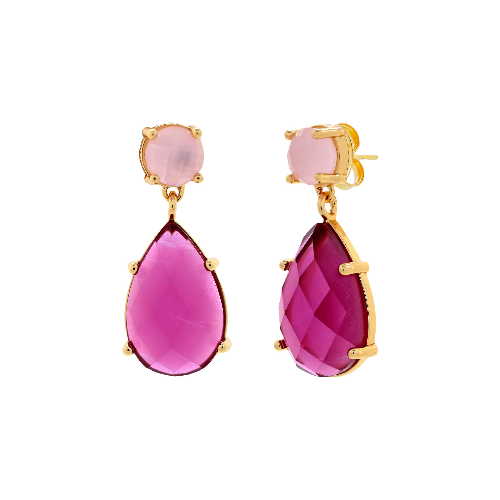 Fuchsia double teardrop earring
