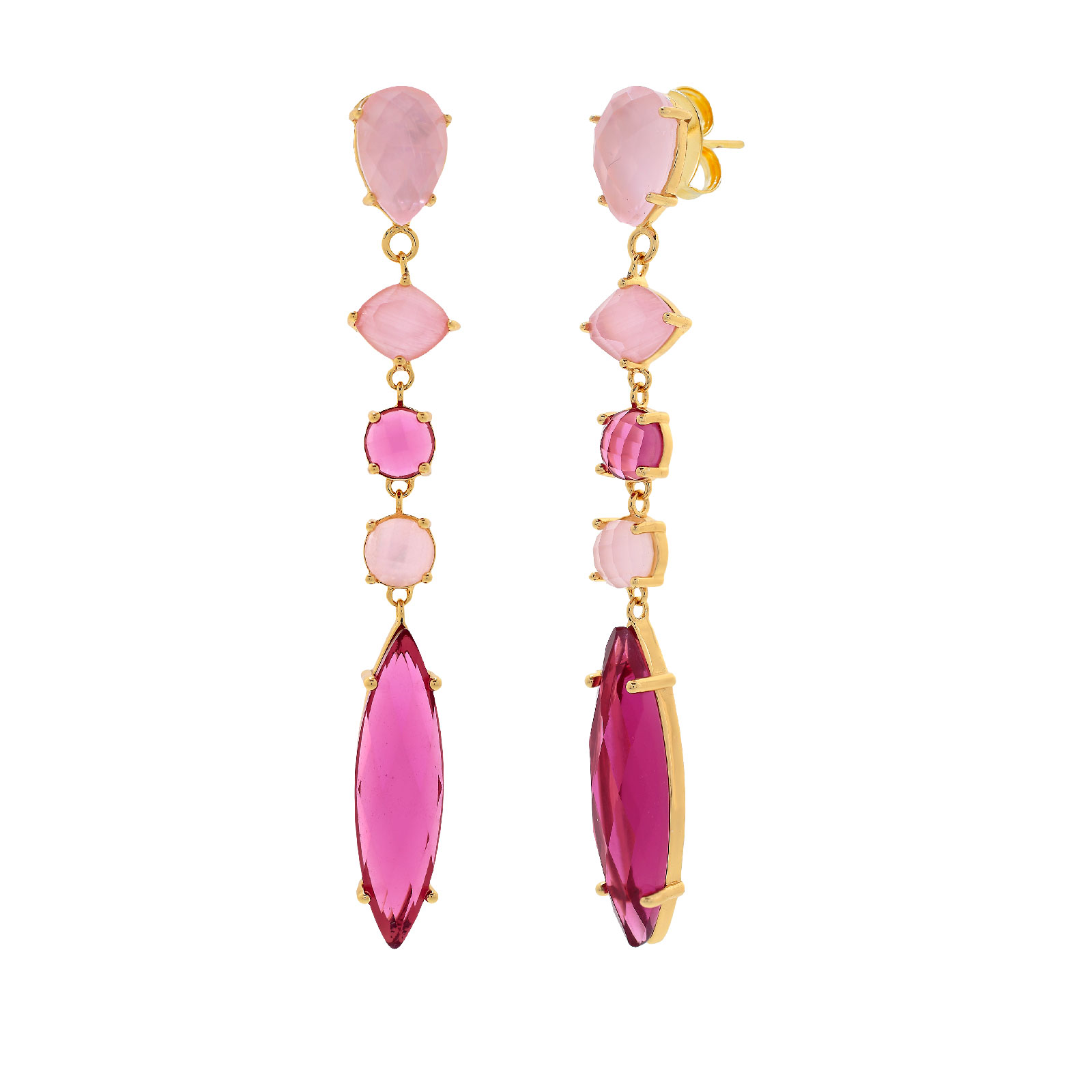 Long fuchsia teardrop earring