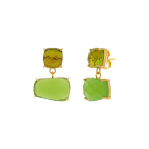 Square green earring