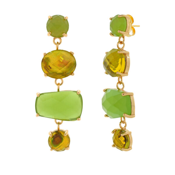 Pendiente verde cuadrado 4 piezas