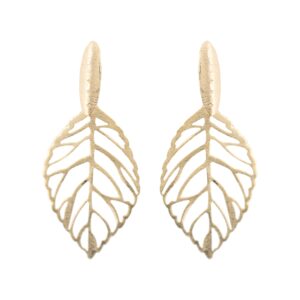GOLD PLATED EARRING HANDMADE FINISH WITH LEAF DETAIL