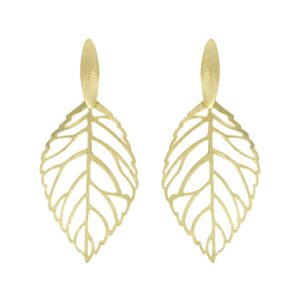 PLATED EARRING HANDMADE FINISHED LEAF DETAIL BIG LEAF