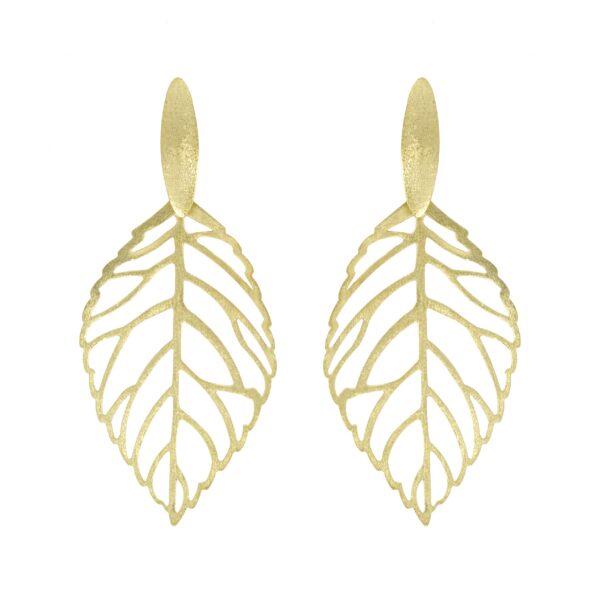 PLATED EARRING HANDMADE FINISHED LEAF DETAIL BIG LEAF