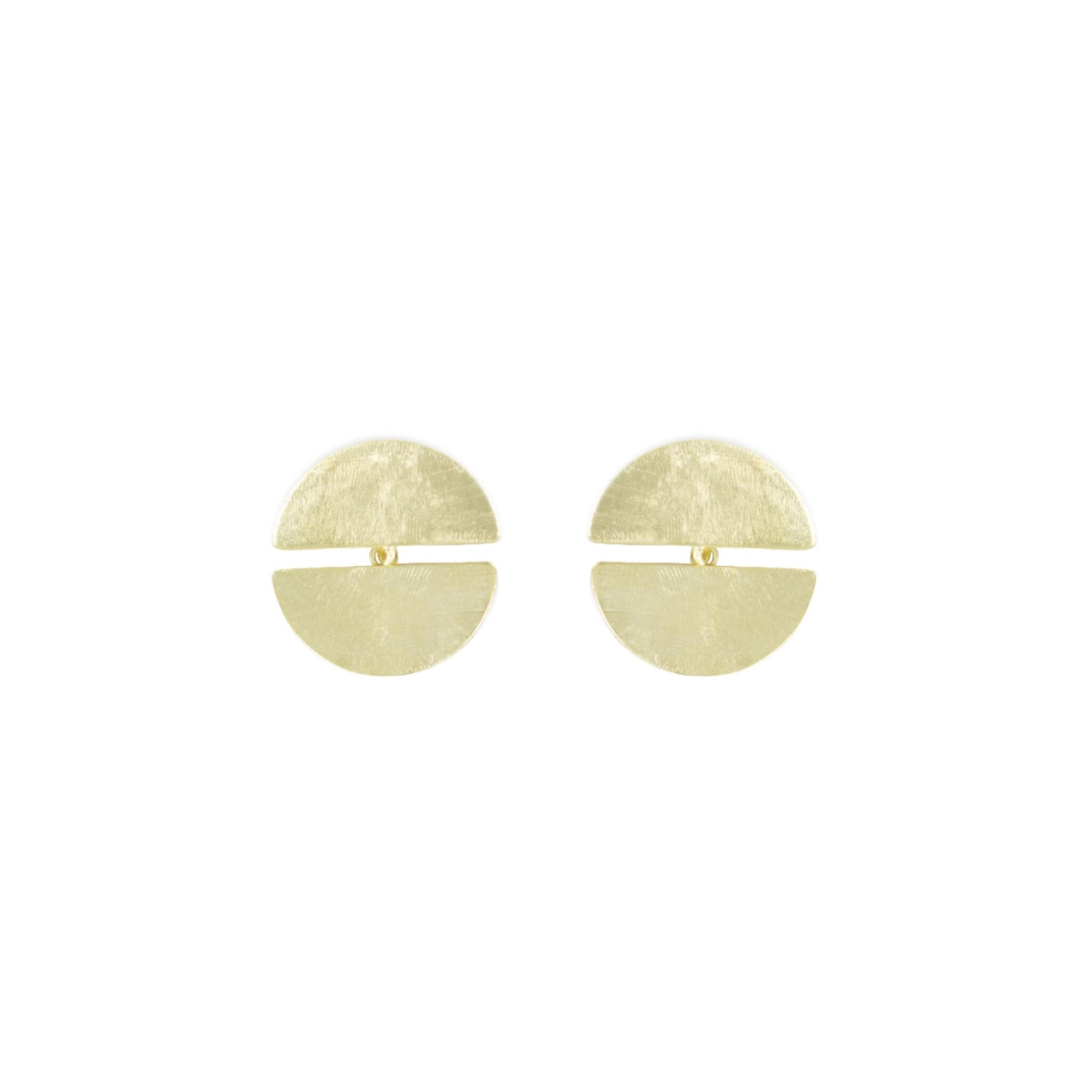 GOLD-PLATED DOUBLE HALF-CIRCLE EARRING WITH HANDMADE FINISH