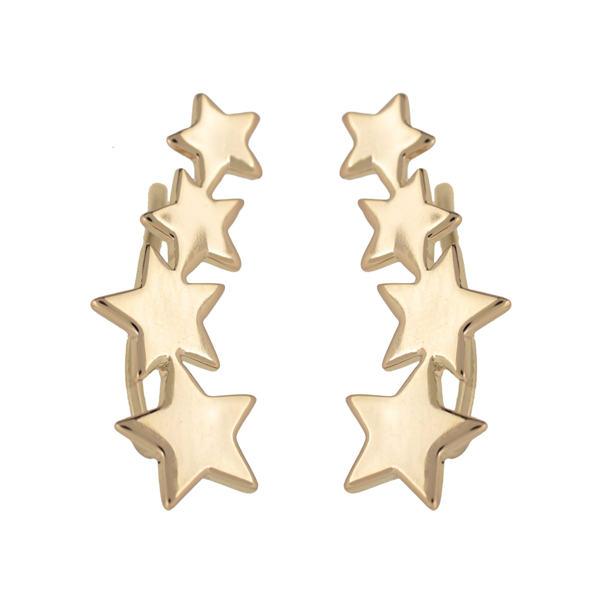 climbing earrings , gold plated stars