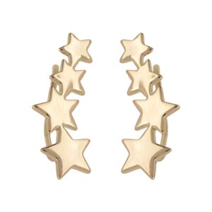 PENDIENTE TREPADORA CON ESTRELLAS CHAPDADO EN ORO