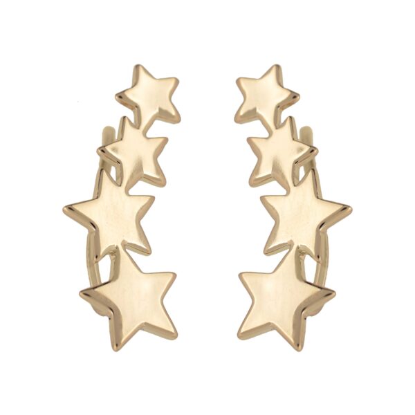 PENDIENTE TREPADORA CON ESTRELLAS CHAPDADO EN ORO