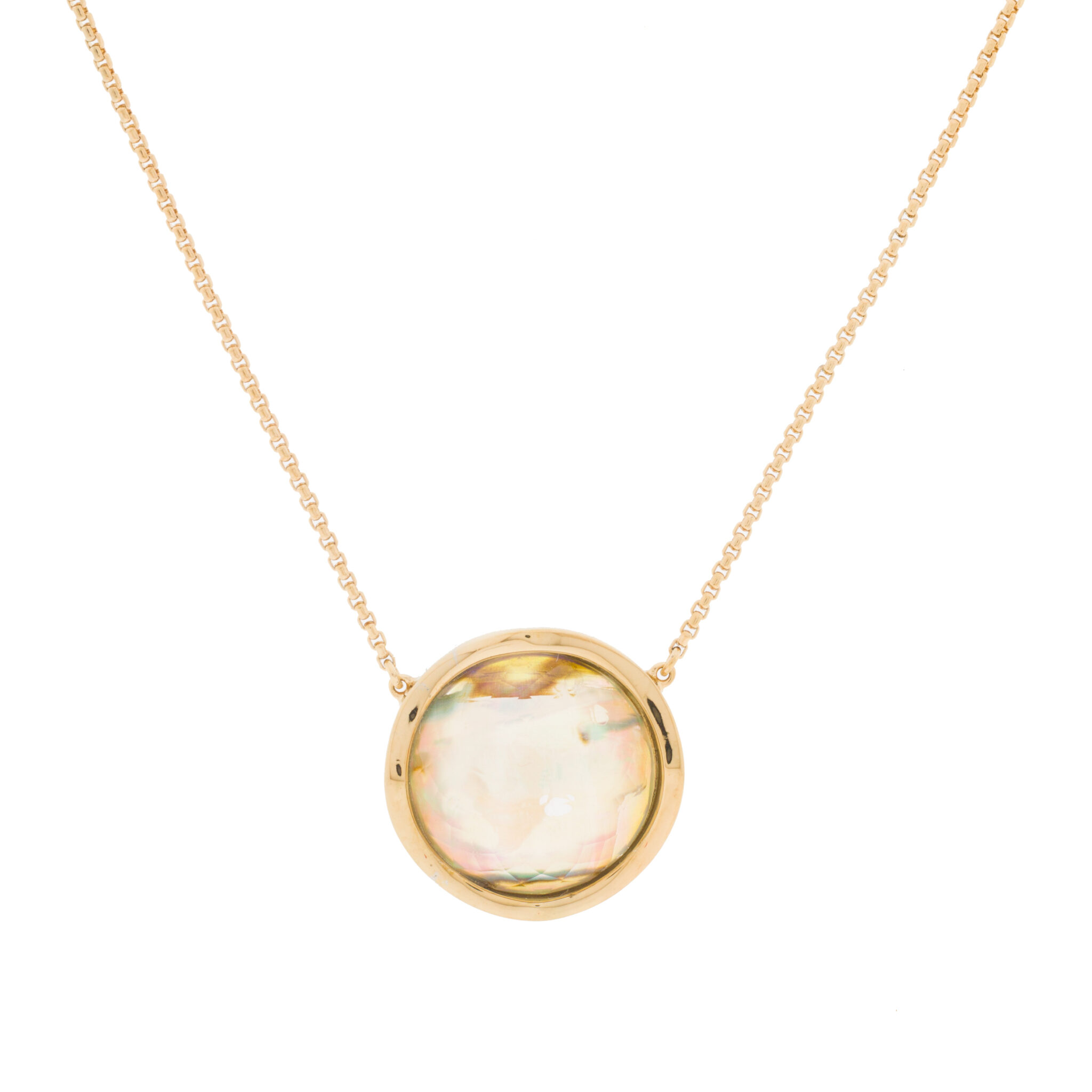 NECKLACE PLATED WITH MOTHER OF PEARL AND FACETED CRYSTAL