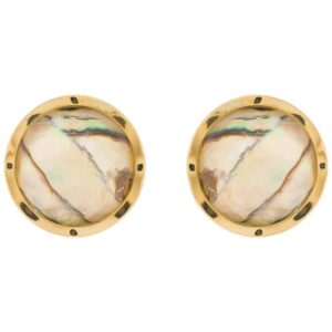 EARRING WITH OMEGA CLOSURE  GOLD PLATED WITH MOTHER OF PEARL AND FACETED CRYSTAL