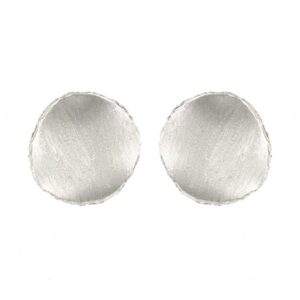 RHODIUM-PLATED EARRING WITH HANDMADE FINISHED LARGE SIZE