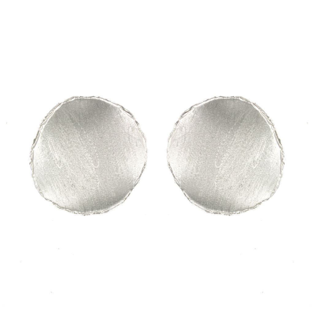 RHODIUM-PLATED EARRING WITH HANDMADE FINISHED LARGE SIZE