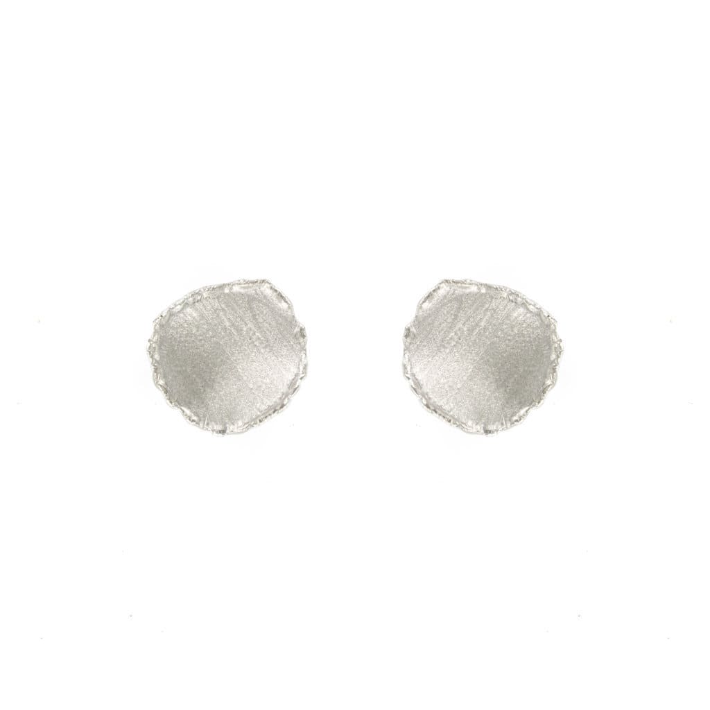 RHODIUM-PLATED EARRING WITH HANDMADE FINISH SMALL SIZE
