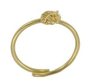 RING WITH UNIVERSAL SIZE GOLD-RHODIUM-PLATED LEAF