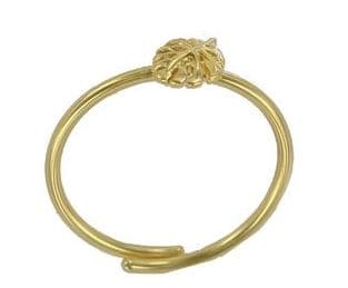 RING WITH UNIVERSAL SIZE GOLD-RHODIUM-PLATED LEAF
