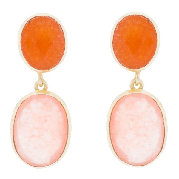 GOLD-PLATED NATURAL STONE JADE ORANGE EARRING