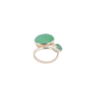 UNIVERSAL RING PLATED GOLD & AVENTURINE AND PREHNITE