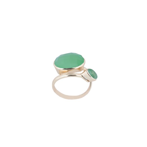 UNIVERSAL RING PLATED GOLD & AVENTURINE AND PREHNITE