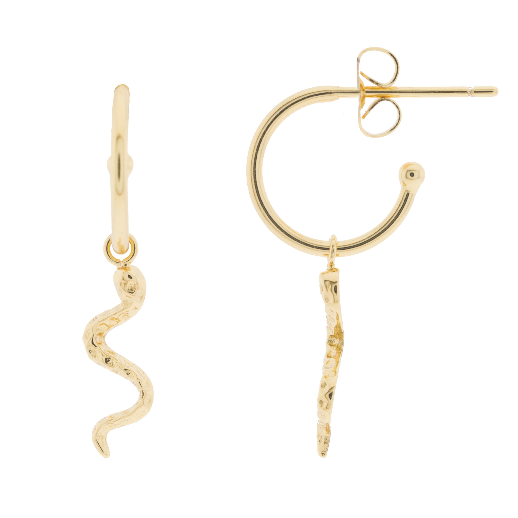GOLD PLATED SNAKE HOOP EARRING