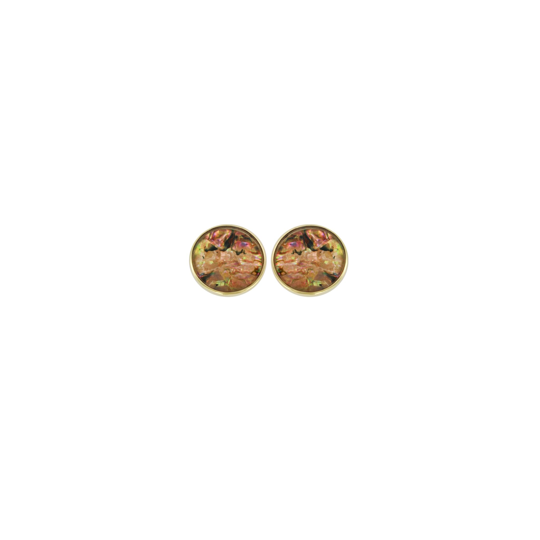 GOLD MOTHER OF PEARL GOLD PLATED 12MM BUTTON EARRING