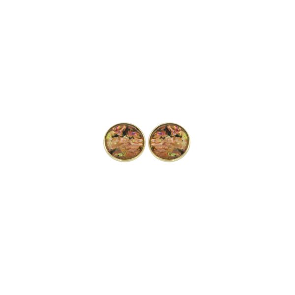 GOLD MOTHER OF PEARL GOLD PLATED 12MM BUTTON EARRING