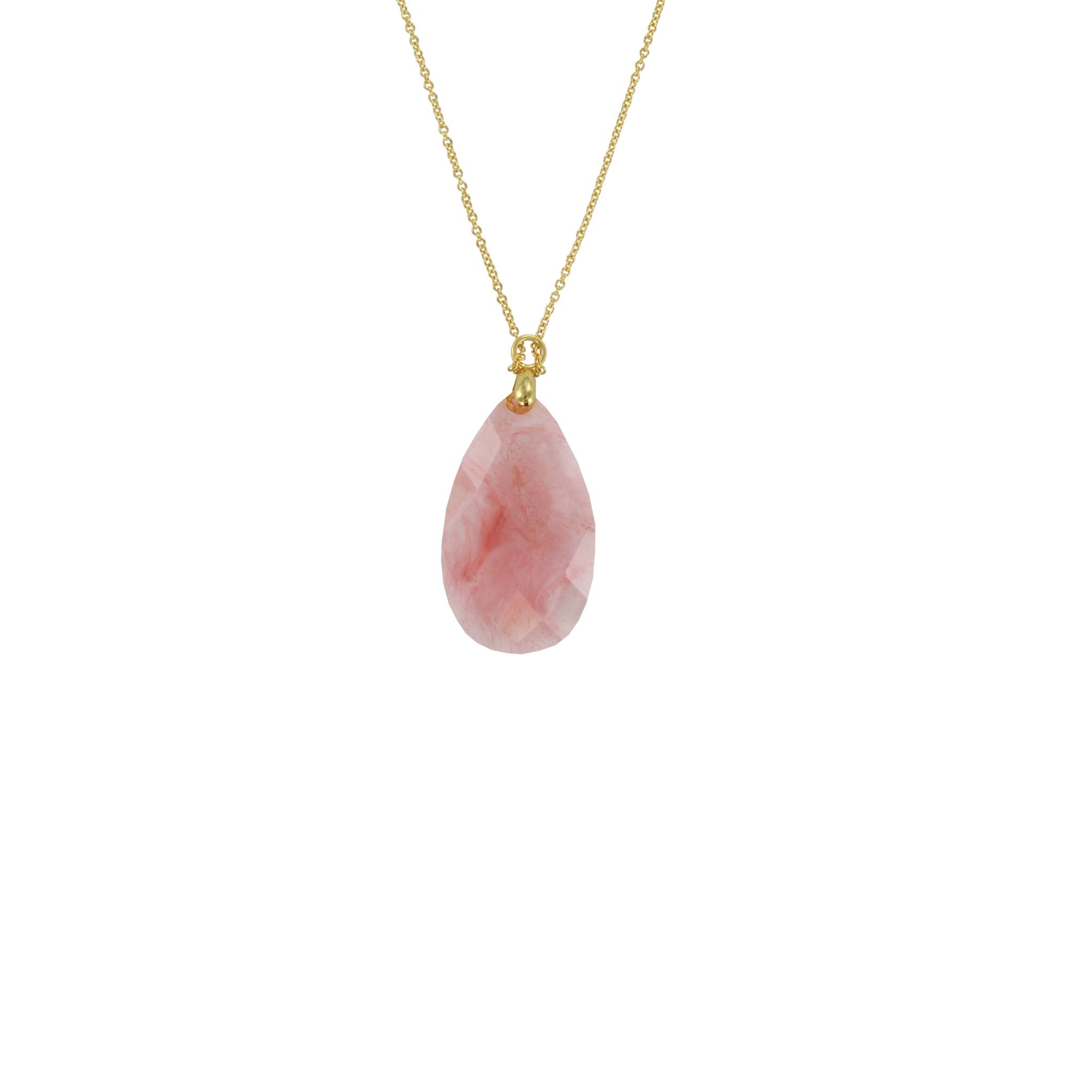 NECKLACE GOLD PLATED TEAR GLASS FACETED LENGTH ADJUSTABLE