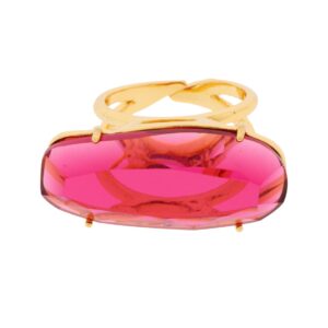 UNIVERSAL IRREGULAR RING GOLD PLATED FACETED CRYSTAL.