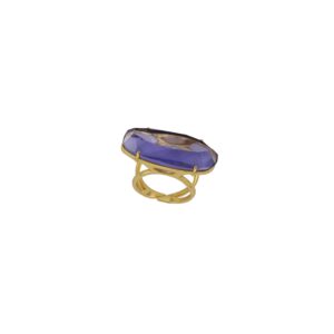 UNIVERSAL IRREGULAR RING GOLD PLATED FACETED CRYSTAL.