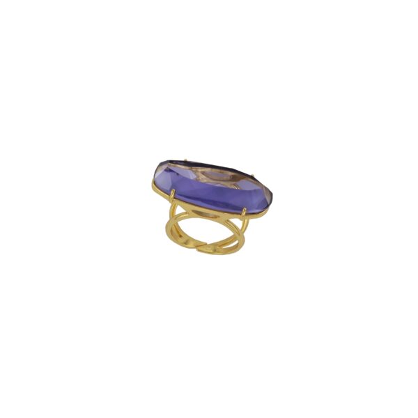 UNIVERSAL IRREGULAR RING GOLD PLATED FACETED CRYSTAL.