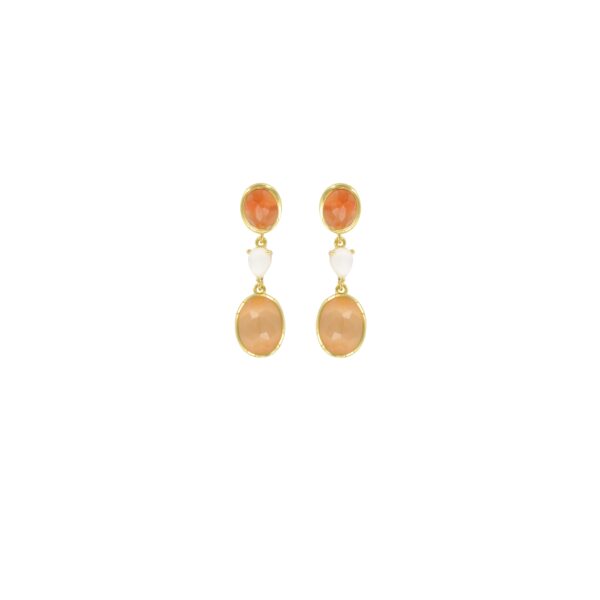 COMBINED EARRING GOLD PLATED CRYSTAL FACETATE ORANGE