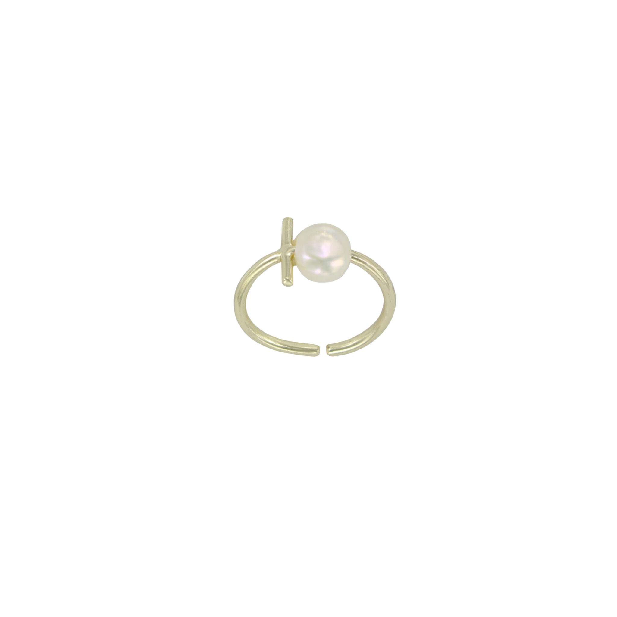 UNIVERSAL RING PLATED GOLD & PEARL IN SHELL
