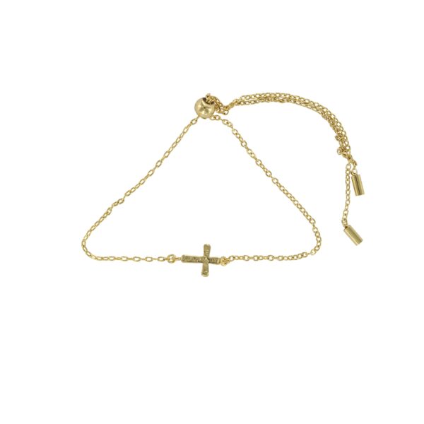 CROSS BRACELET WITH GOLD-PLATED ADJUSTABLE CHAIN