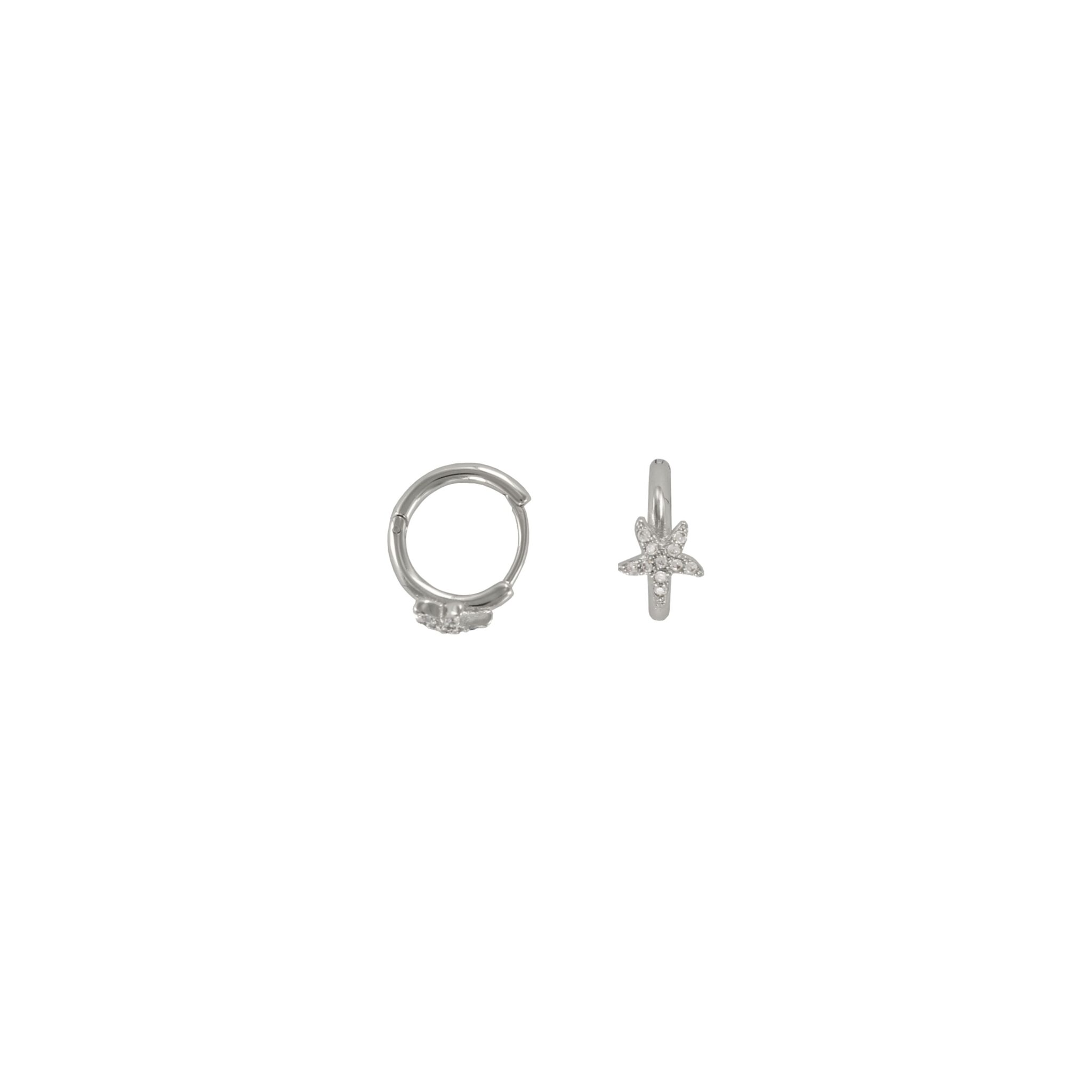 RHODIUM-PLATED STAR RING & ZIRCONS