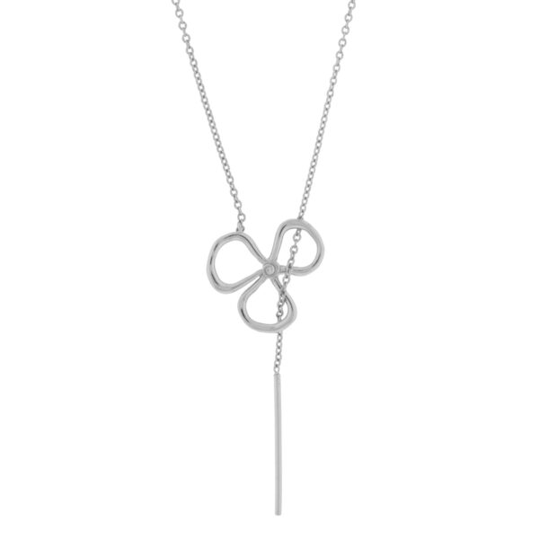 CLOVER SILVER NECKLACE RHODIUM PLATED 50 CM