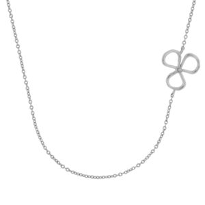 SILVER NECKLACE RHODIUM PLATED CLOVER 45 CM