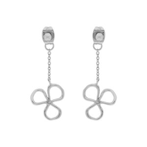 SILVER EARRING RHODIUM PLATED CLOVER AND BOLITA