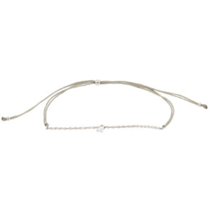 BRACELET SILVER COLLECTION WITH MINIMAL CZ BRACELET AND COTTON