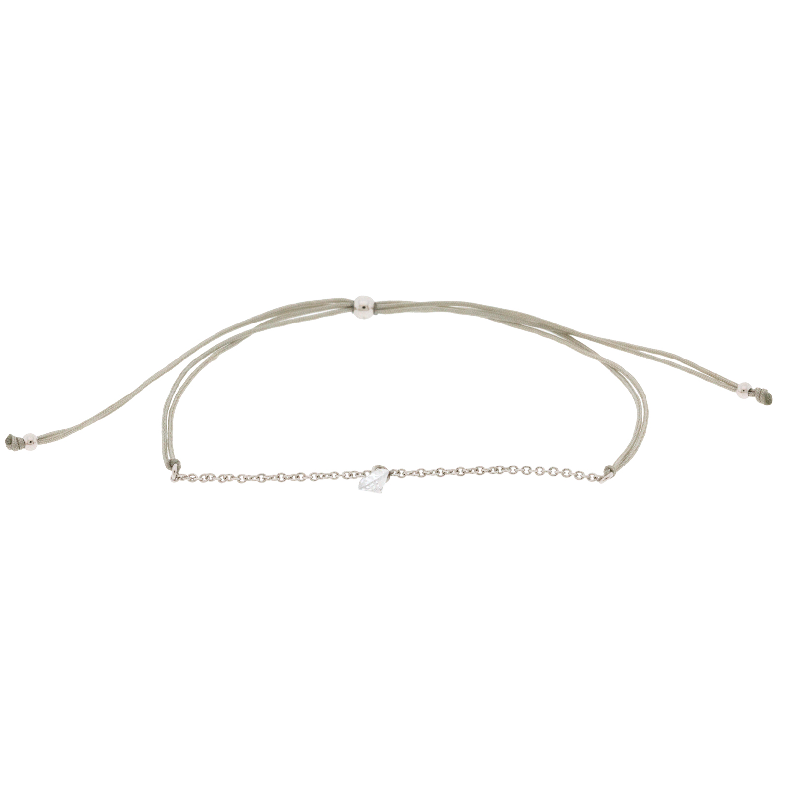 BRACELET SILVER COLLECTION WITH MINIMAL CZ BRACELET AND COTTON