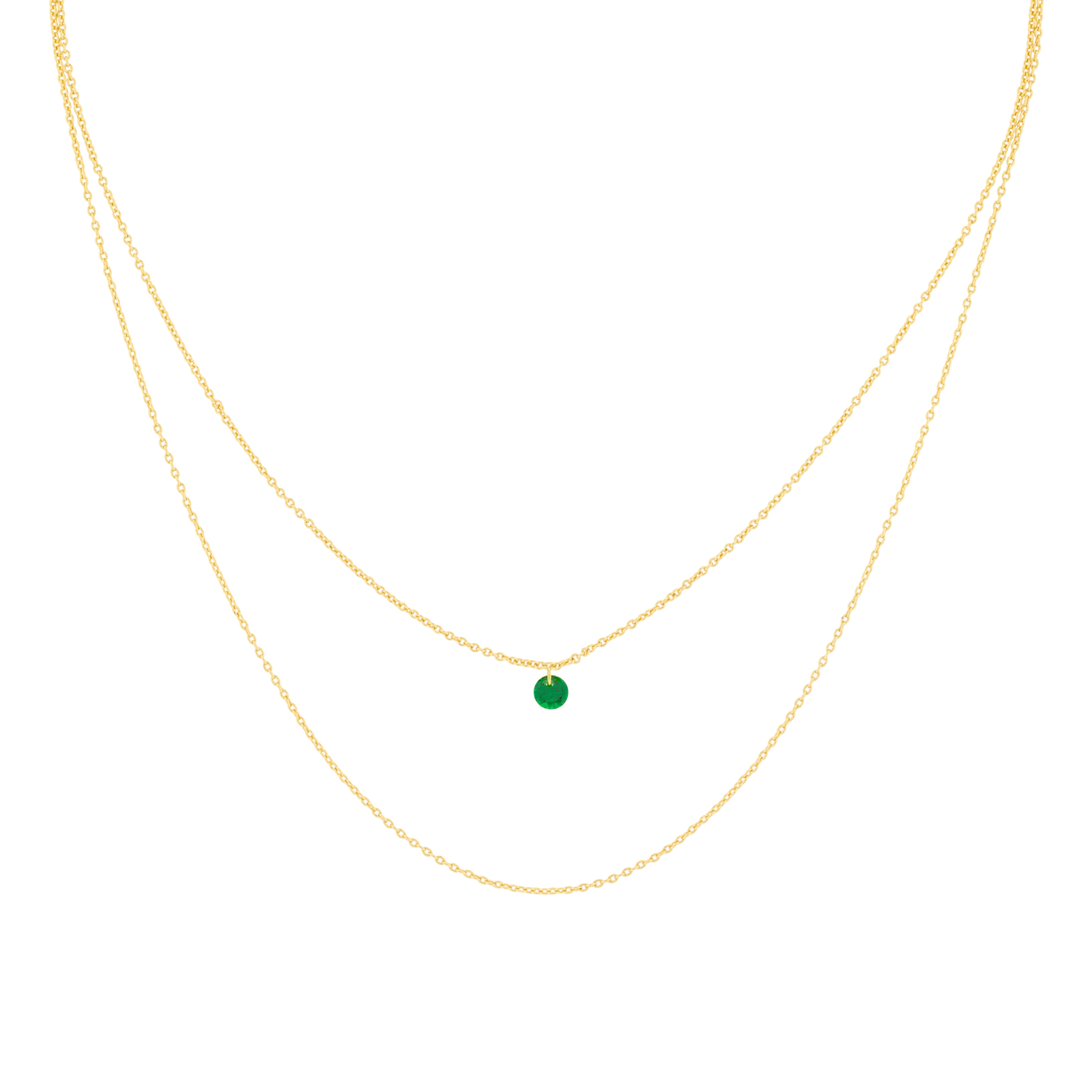 COLLAR VERDE COLECCIÓN MINIMAL COLLAR CIRCONITA CHAPADO ORO