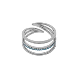 UNIVERSAL BLUE RING RHODIUM PLATED WITH STONE TURQUE 3 WAYS
