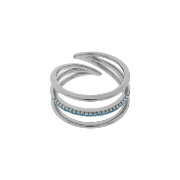 UNIVERSAL BLUE RING RHODIUM PLATED WITH STONE TURQUE 3 WAYS