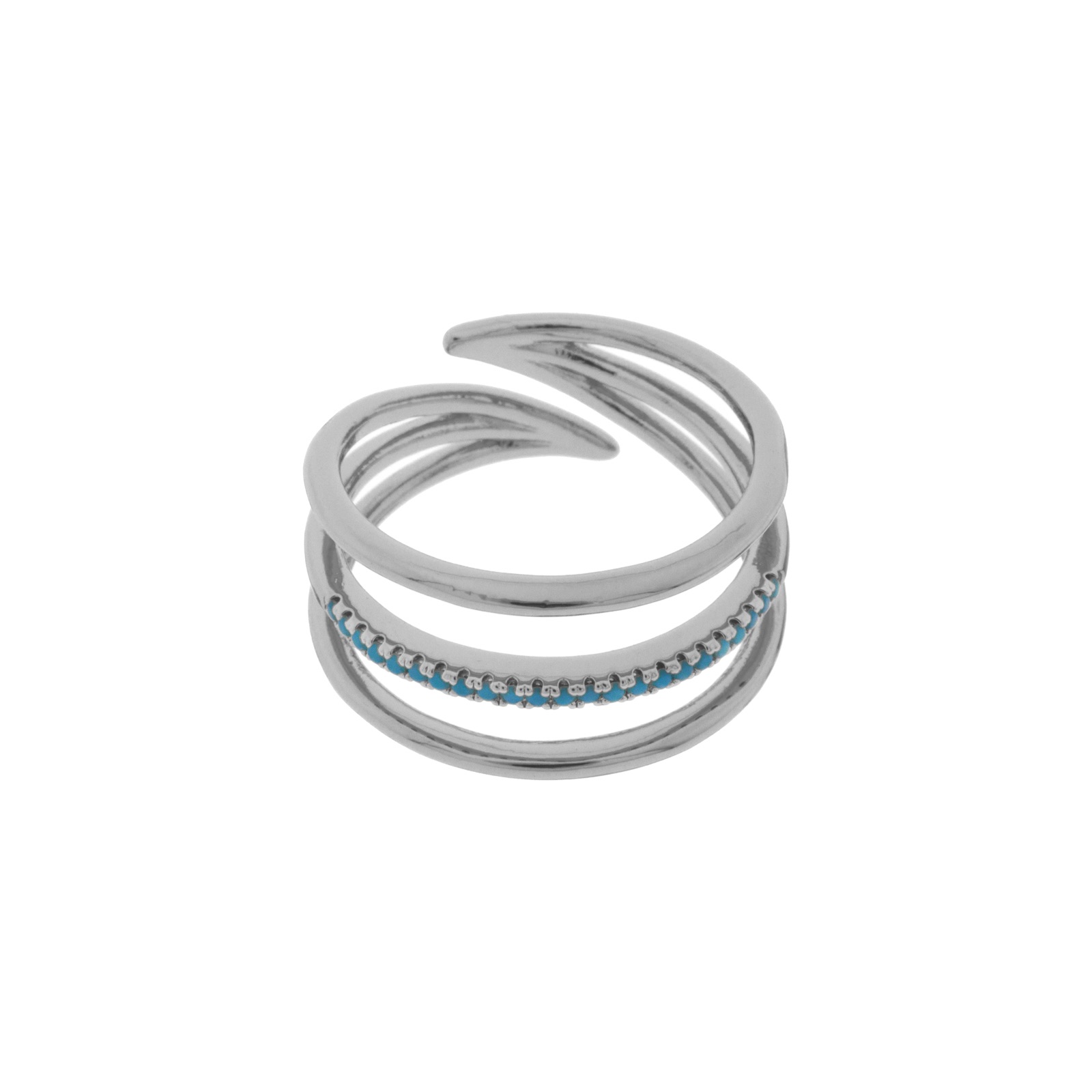 UNIVERSAL BLUE RING RHODIUM PLATED WITH STONE TURQUE 3 WAYS
