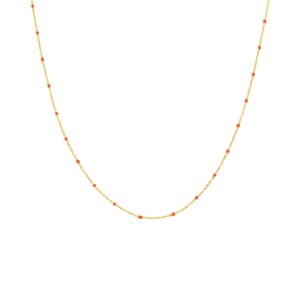 EXTRA LONG COLLAR ORANGE GLAZE WITH CORAL GOLD PLATED