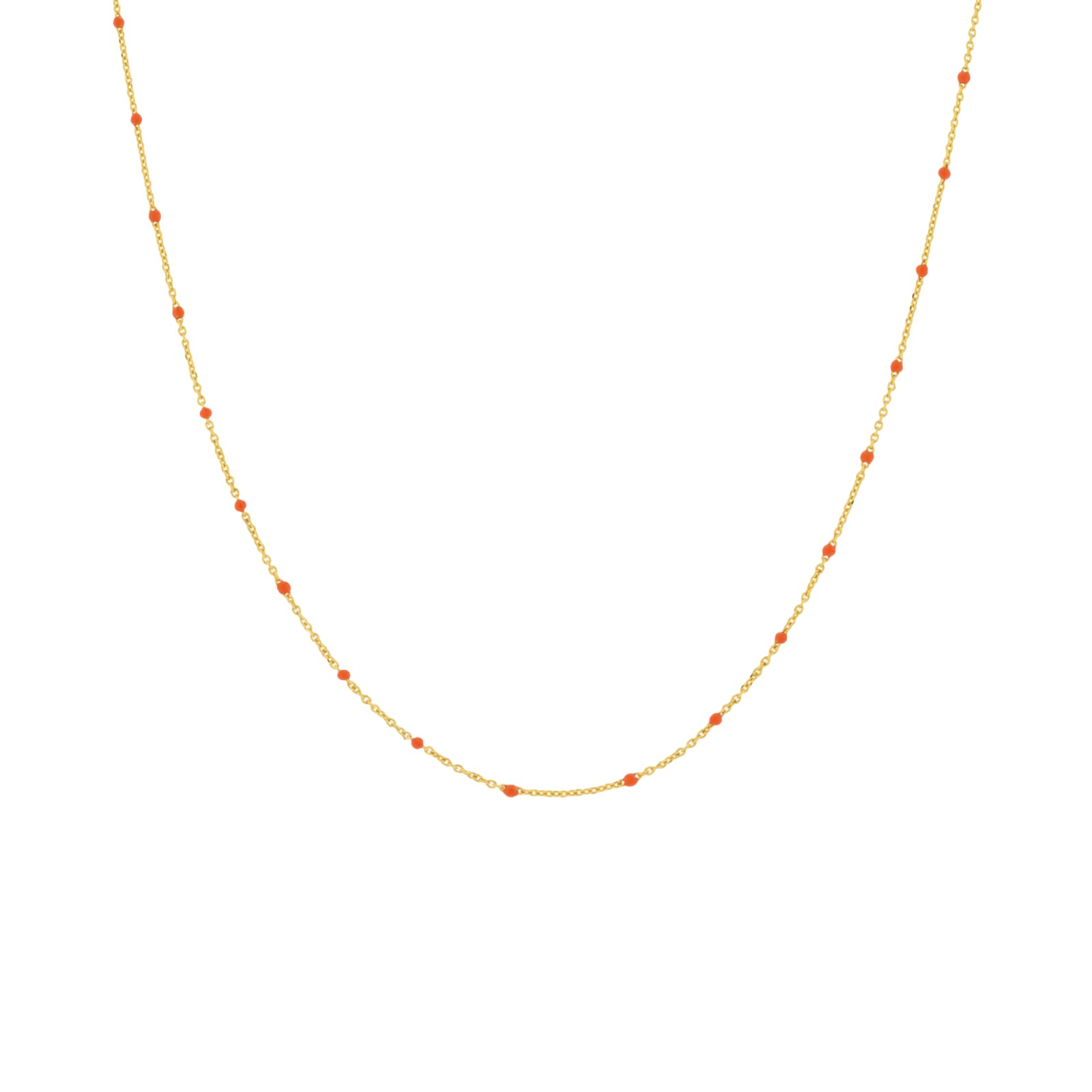 EXTRA LONG COLLAR ORANGE GLAZE WITH CORAL GOLD PLATED