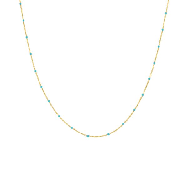 BLUE COLLAR EXTRA LONG WITH POLISH TURQUESA gold plated