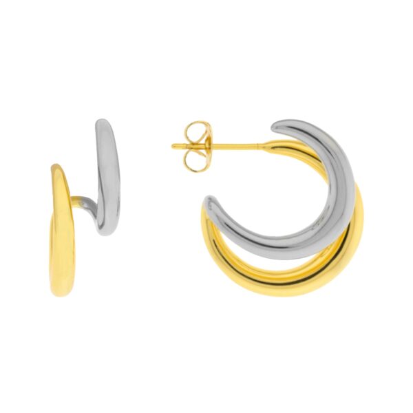 DOUBLE ARO golden hoop AND COMBINED gold plated rhodium