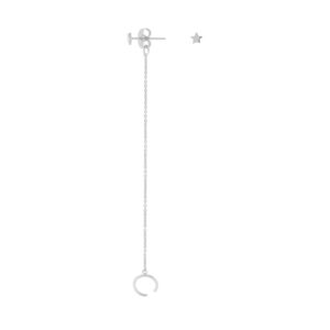 DOUBLE SILVER COLOR  EARRING WITH RHODIUM CHAIN