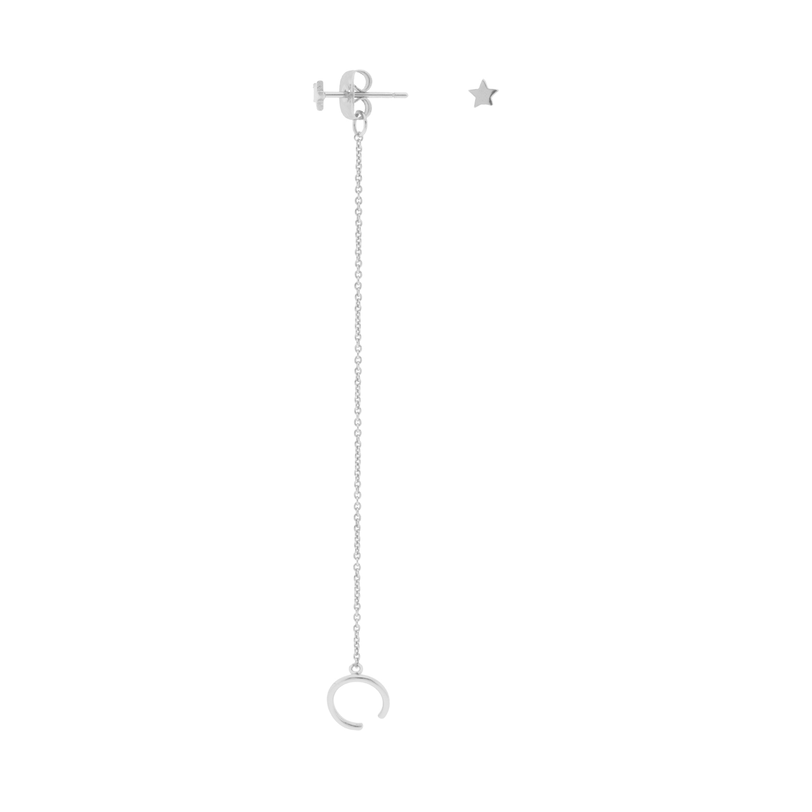 DOUBLE SILVER COLOR  EARRING WITH RHODIUM CHAIN
