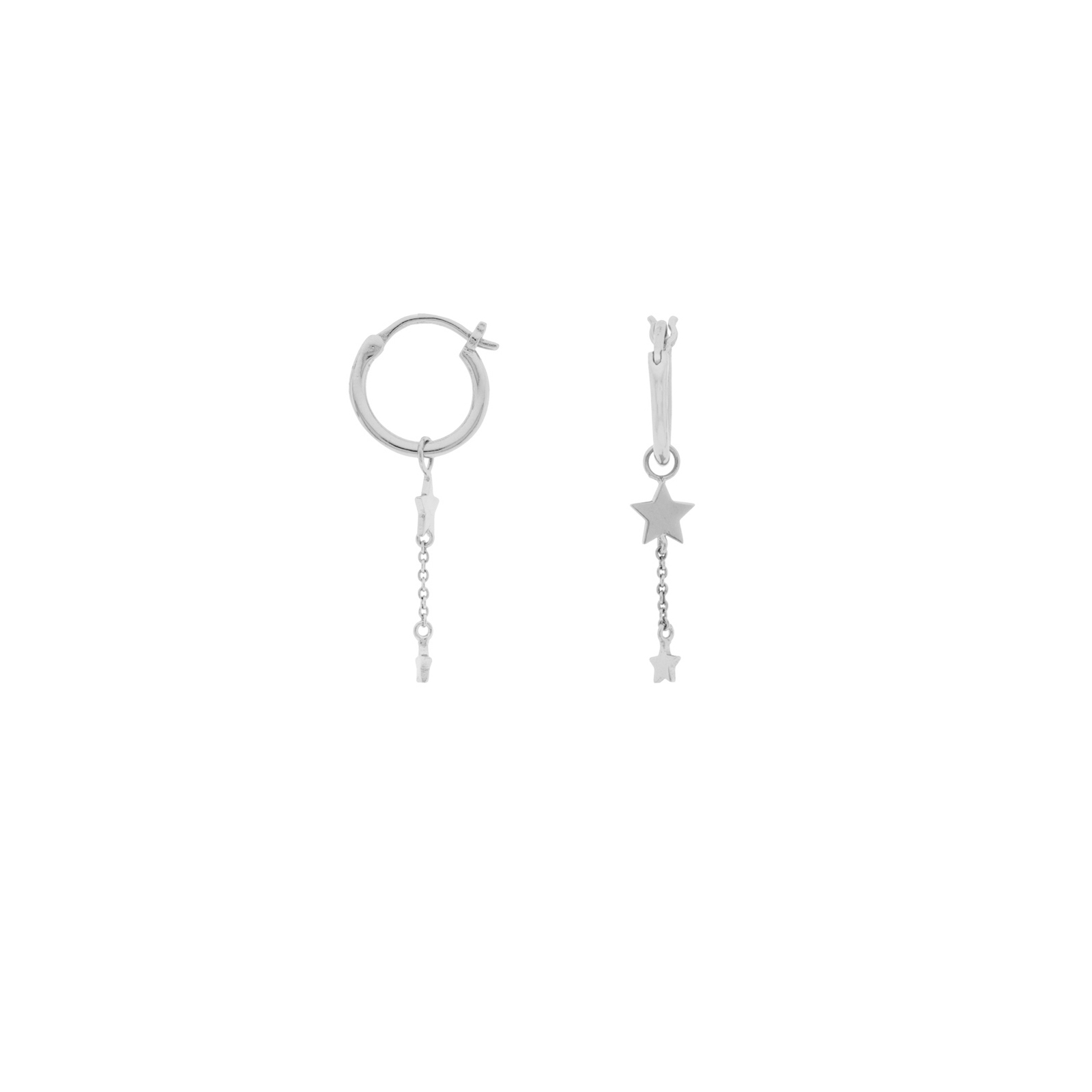 RHODIUM-PLATED HOOP WITH STARS HANGING SMALL