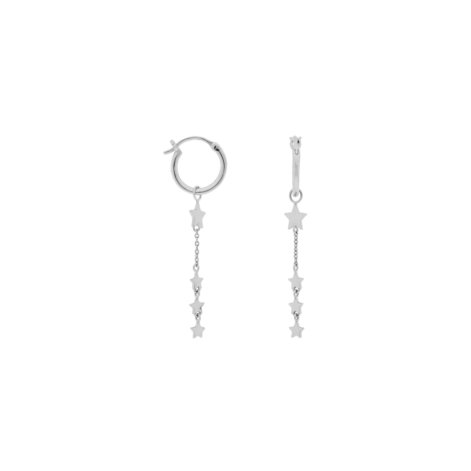 RHODIUM-PLATED HOOP WITH STARS HANGING MEDIUM