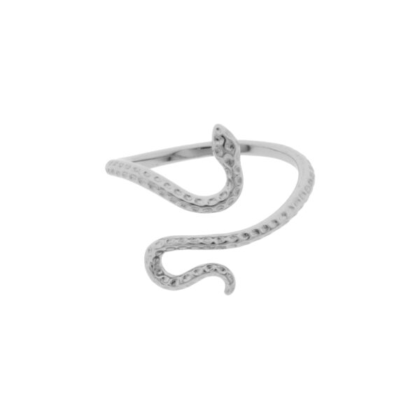 UNIVERSAL SIZE RING OF RHODIUM-PLATED SNAKE